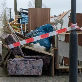 Sperrmüllhaufen mit Möbeln am Strassenrand